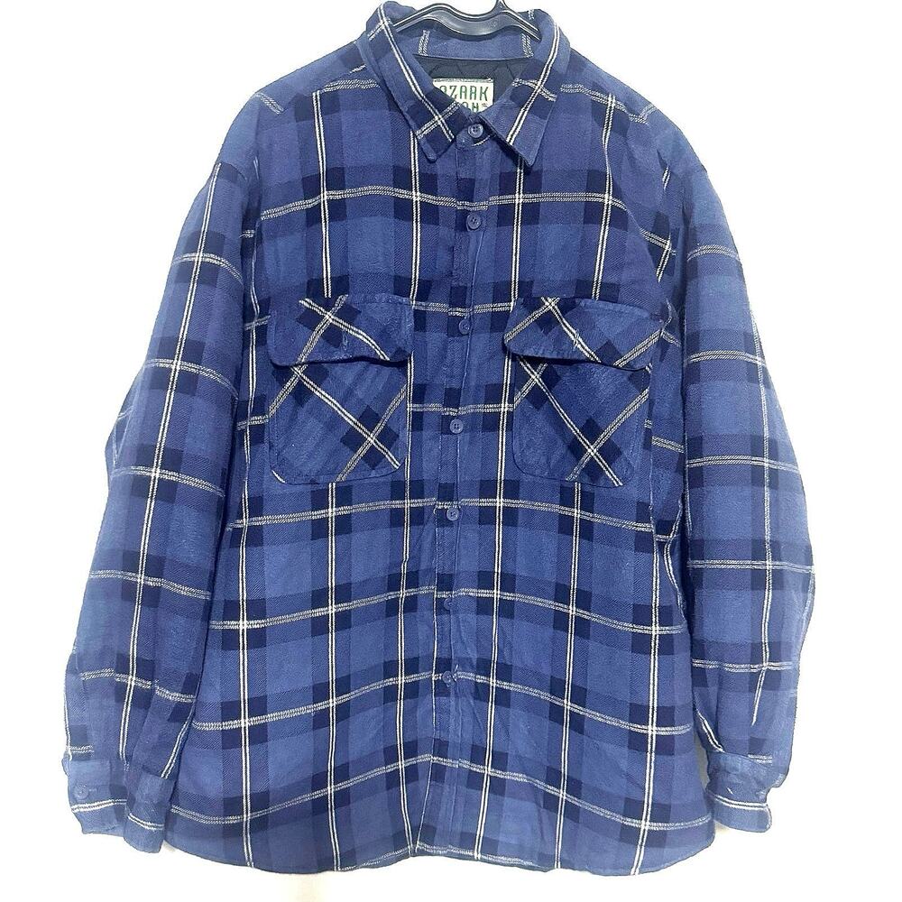VTG Ozark Trail Barn Chore‎ Coat Plaid Flannel PufferLining Jacket XL Trucker